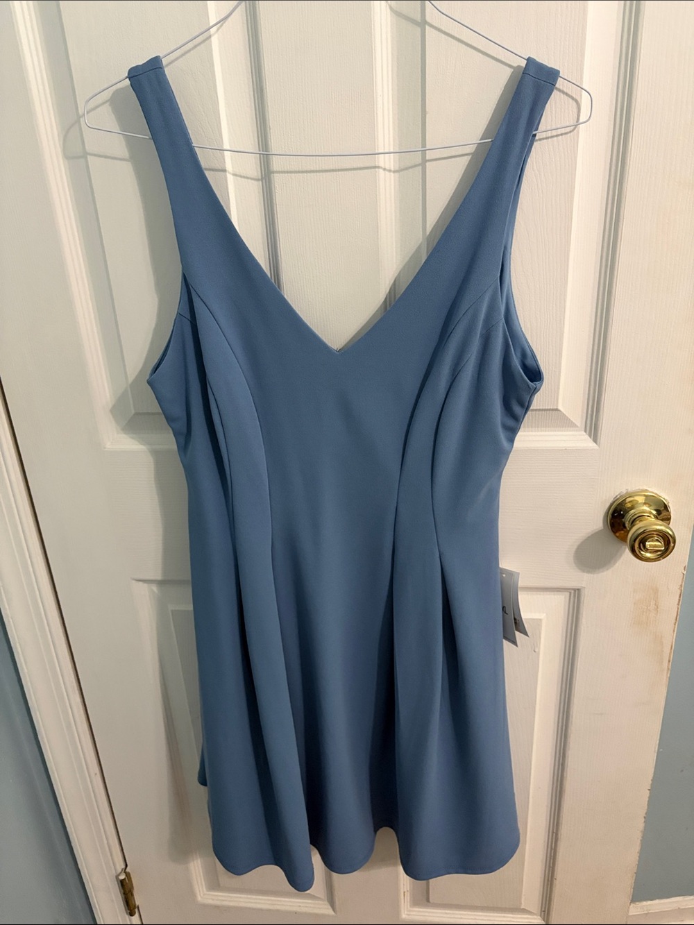 Teeze Me Dusty Blue V-Neck Flared Dress